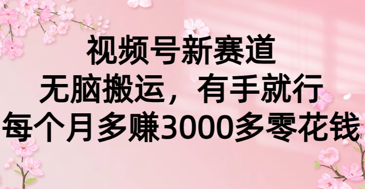 视频号新赛道,无脑搬运,有手就行,每个月多赚3000多零花钱 视频号新赛道,无脑搬运,有手就行,每个月多赚3000多零花钱