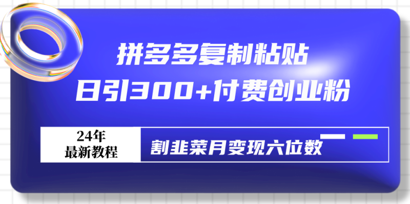 最新拼多多复制粘贴,日引300+付费创业粉,割韭菜月变现六位数 - 技研社-技研社