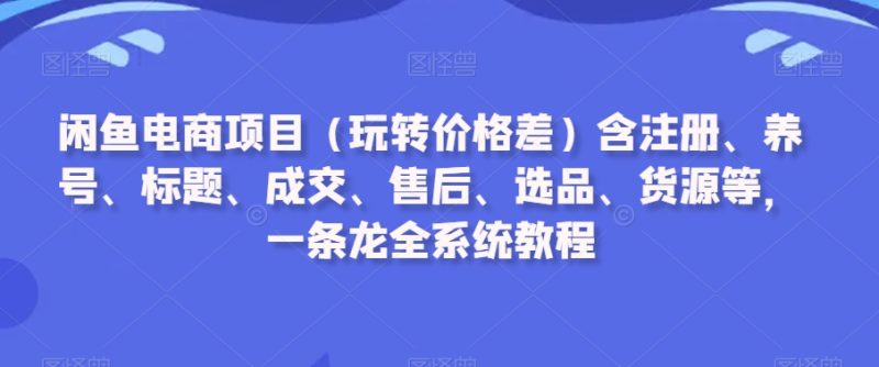 闲鱼电商项目(玩转价格差)含注册、养号、标题、成交、售后、选品、货源等,一条龙全系统教程 - 技研社-技研社