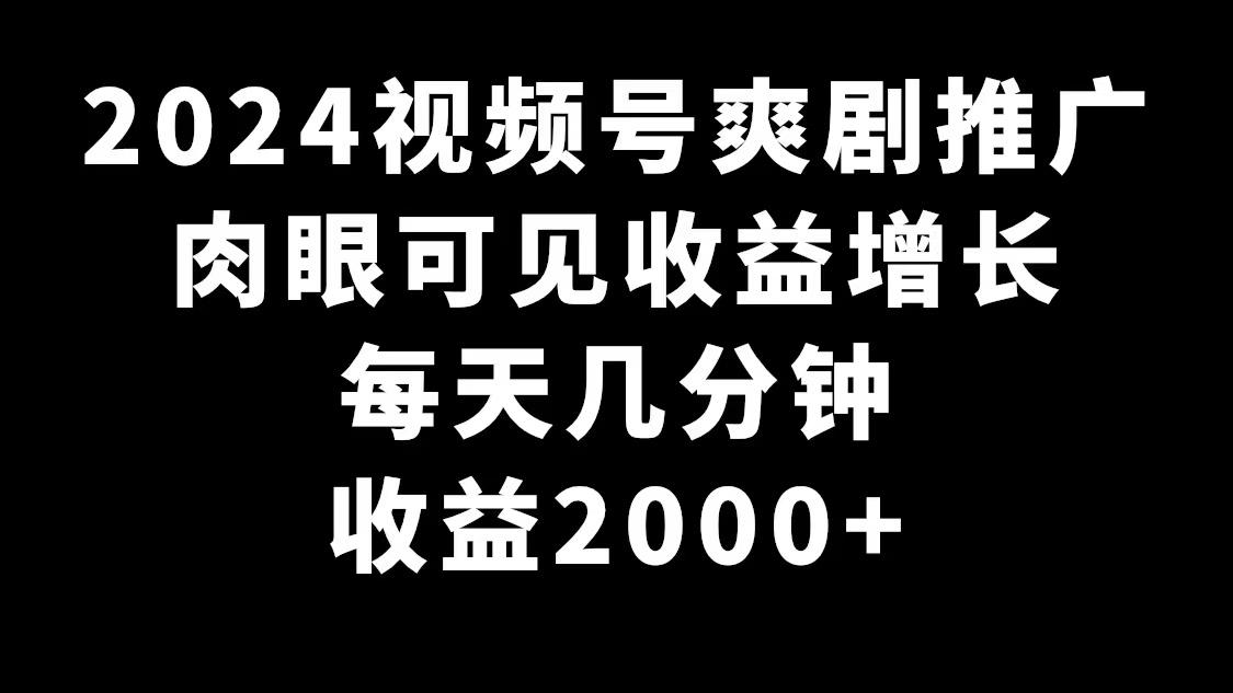 2024视频号爽剧推广,肉眼可见的收益增长,每天几分钟收益2000 2024视频号爽剧推广,肉眼可见的收益增长,每天几分钟收益2000