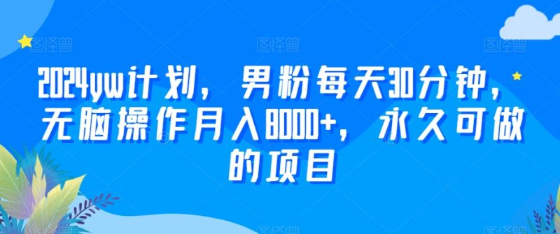 2024YW计划,男粉每天30分钟,无脑操作月入8000+,永久可做的项目【揭秘】 - 技研社-技研社