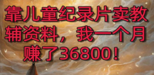 靠儿童纪录片卖教辅资料，一个月赚了36800！暴力变现2.0版本，喂饭级教学 - 技研社-技研社