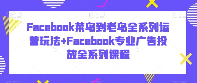 FACEBOOK菜鸟到老鸟全系列运营玩法+FACEBOOK专业广告投放全系列课程 - 技研社-技研社