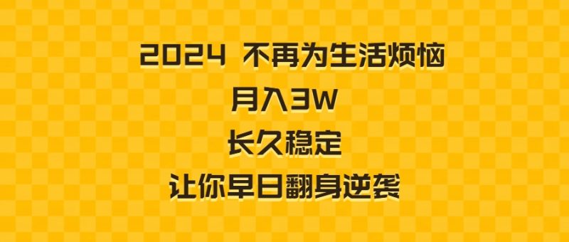 2024年不再为生活烦恼 月入3W 长久稳定 让你早日翻身逆袭 - 技研社-技研社