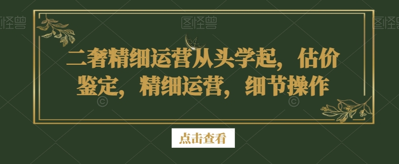 二奢精细运营从头学起,估价鉴定,精细运营,细节操作 二奢精细运营从头学起,估价鉴定,精细运营,细节操作