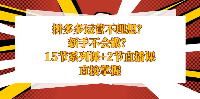 拼多多运营课程：新手不会做？15节系列课+2节直播课，直接掌握-技研社