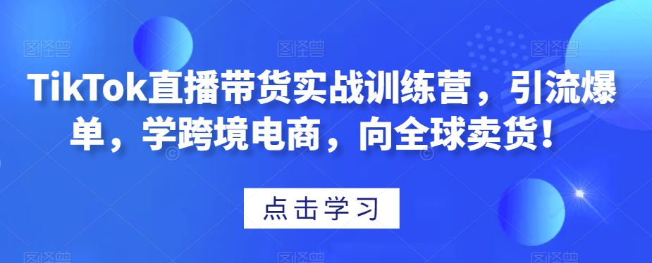 TikTok直播带货,学跨境电商,引爆全球卖货!实战训练营 TikTok直播带货,学跨境电商,引爆全球卖货!实战训练营