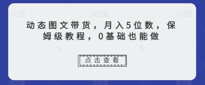 新玩法动态图文带货,月入5位数,保姆级教程,0基础也能跟上节奏【揭秘】 - 技研社-技研社
