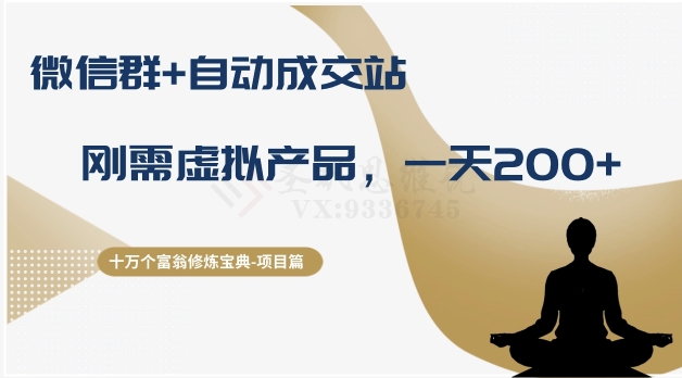 十万个富翁修炼宝典之8.微信群+自动成交站，刚需虚拟产品，一天200+ - 技研社-技研社