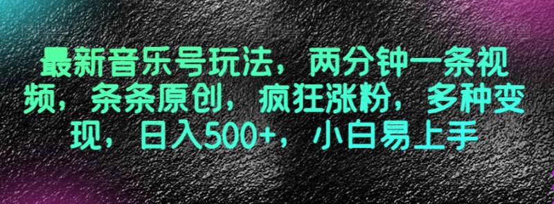 最新音乐号玩法，两分钟一条视频，条条原创，疯狂涨粉，多种变现，日入500+，小白易上手【揭秘】 - 技研社-技研社