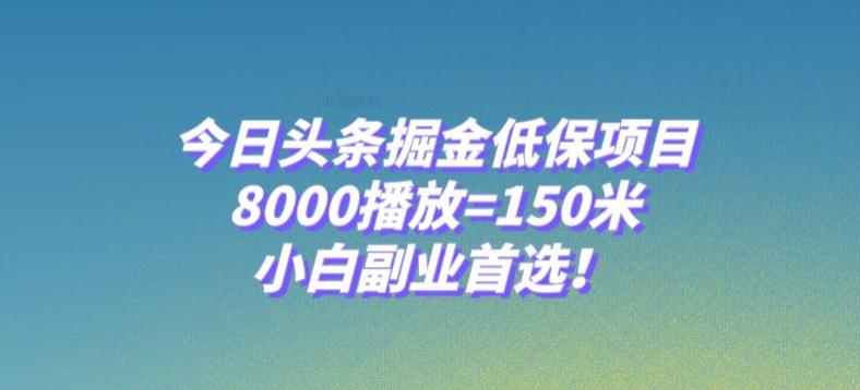 今日头条掘金低保项目,8000播放=150米,小白副业首选【揭秘】 今日头条掘金低保项目,8000播放=150米,小白副业首选【揭秘】