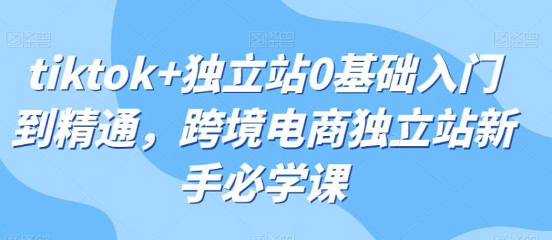 TIKTOK+独立站0基础入门到精通,跨境电商独立站新手必学课 - 技研社-技研社