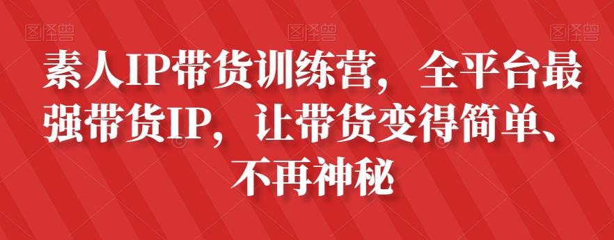 素人IP带货攻略:全平台最强带货IP,让带货变得简单、不再神秘 素人IP带货攻略:全平台最强带货IP,让带货变得简单、不再神秘