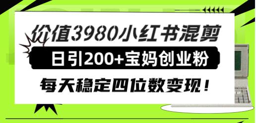 价值3980小红书混剪日引200+宝妈创业粉,每天稳定四位数变现! 价值3980小红书混剪日引200+宝妈创业粉,每天稳定四位数变现!