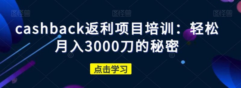 CASHBACK返利项目培训:轻松月入3000刀的秘密-技研社