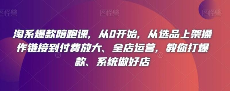 从选品到全店运营,淘系爆款陪跑课教你系统打造爆款店铺 - 技研社-技研社