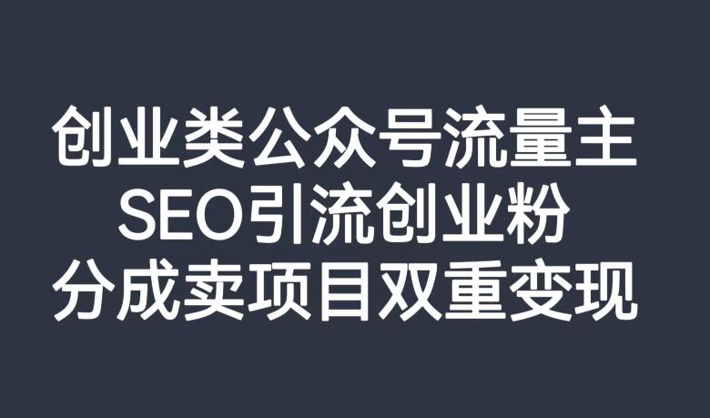 公众号创业SEO引流玩法,打造高质量流量池,双重变现项目! 公众号创业SEO引流玩法,打造高质量流量池,双重变现项目!