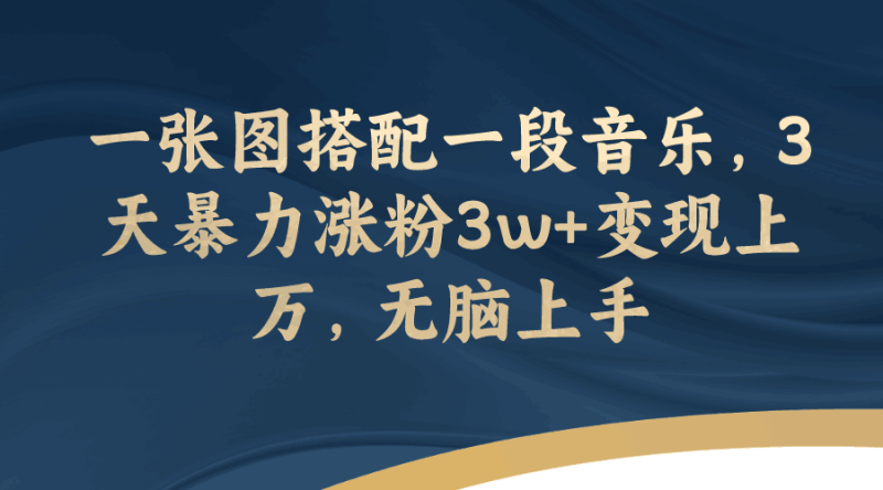 一张图搭配一段音乐:3天暴力涨粉3w+变现上万,轻松无脑上手-技研社