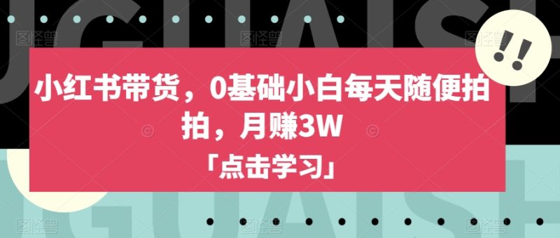 小红书带货新玩法:0基础小白也能月赚3W-技研社