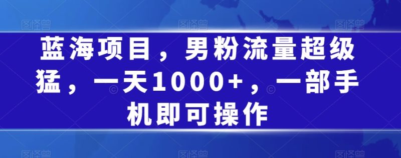 蓝海项目,男粉流量超级猛,一天1000+,一部手机即可操作【揭秘】 - 技研社-技研社