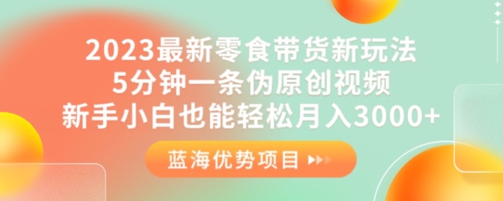 2023最新零食带货新玩法，5分钟一条伪原创视频，新手小白也能轻松月入3000+【揭秘】 - 技研社-技研社