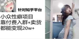 知乎小众性癖项目，Lsp的钱才是最好赚的，付费建群+卖货变现20w - 技研社-技研社
