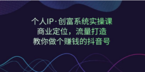 个人IP·创富系统实操课：商业定位，流量打造，教你做个赚钱的抖音号 - 技研社-技研社