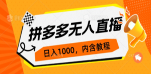 拼多多无人直播不封号玩法,0投入,3天必起,日入1000+ - 技研社-技研社