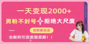 一天收款2000元，男粉不封号拒绝大尺度-色粉全新的变现方法 - 技研社-技研社