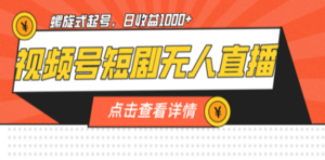 视频号短剧无人直播：螺旋起号，单号日收益1000+-技研社