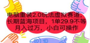 电脑重装2.0玩法虚拟赛道，长期蓝海项目 一单29.9不等 月入过万 小白可操作 - 技研社-技研社