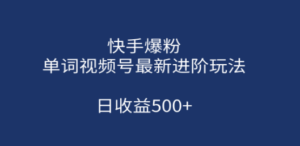 快手爆粉:单词视频号最新进阶玩法,日收益500+-技研社