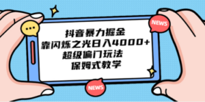 抖音暴力掘金，靠闪烁之光日入4000+，超级偏门玩法 保姆式教学 - 技研社-技研社