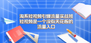 淘系短视频引爆流量实战班，短视频是一个没有天花板的流量入口 - 技研社-技研社