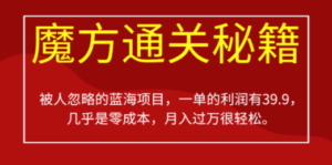 被人忽略的蓝海项目,魔方通关秘籍一单利润有39.9,几乎是零成本,月…. - 技研社-技研社