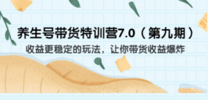 养生号带货特训营7.0（第九期）收益更稳定的玩法 让你带货收益爆炸（11节） - 技研社-技研社