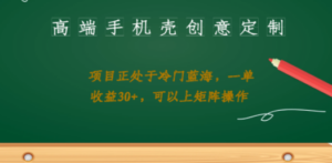 高端手机壳创意定制,项目正处于蓝海,每单收益30+,可以上矩阵操作 - 技研社-技研社