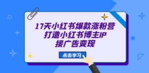 17天 小红书爆款 涨粉营（广告变现方向）打造小红书博主IP、接广告变现 - 技研社-技研社