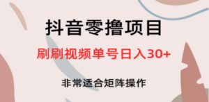 抖音零撸项目,刷刷视频单号日入30+ - 技研社-技研社