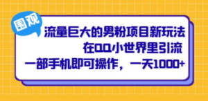 流量巨大的男粉项目新玩法，在QQ小世界里引流 一部手机即可操作，一天1000+ - 技研社-技研社