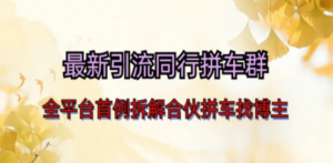 最新引流同行拼车群合伙拼车找博主日引百人新玩法 - 技研社-技研社