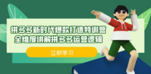 拼多多:新时代爆款打造特训营,全维度讲解拼多多运营逻辑-技研社