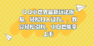 QQ小世界最新玩法拆解，轻松月入过万。教你轻松引粉，小白也能拿上手 - 技研社-技研社