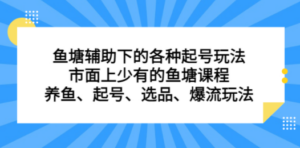 鱼塘 辅助下的各种起号玩法，市面上少有的鱼塘课程 养鱼 起号 选品 爆流… - 技研社-技研社