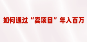 2023年最火项目：通过“卖项目”年入百万！普通人逆袭翻身的唯一出路 - 技研社-技研社