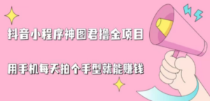 抖音小程序神图君撸金项目，用手机每天拍个手型挂载一下小程序就能赚钱 - 技研社-技研社
