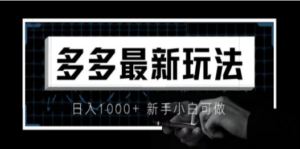 价值4980的拼多多最新玩法，月入3w【新手小白必备项目】 - 技研社-技研社