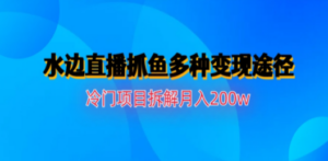 水边直播抓鱼多种变现途径冷门项目月入200w拆解 - 技研社-技研社