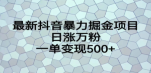 最新抖音暴力掘金项目，日涨万粉，一单变现500+ - 技研社-技研社