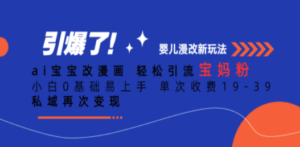 Ai宝宝改漫画 轻松引流宝妈粉 小白0基础易上手 单次收费19-39 - 技研社-技研社